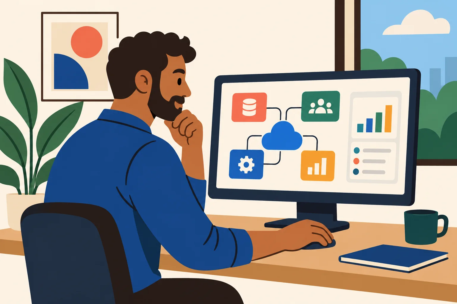 A software engineer reviewing a cloud operations dashboard